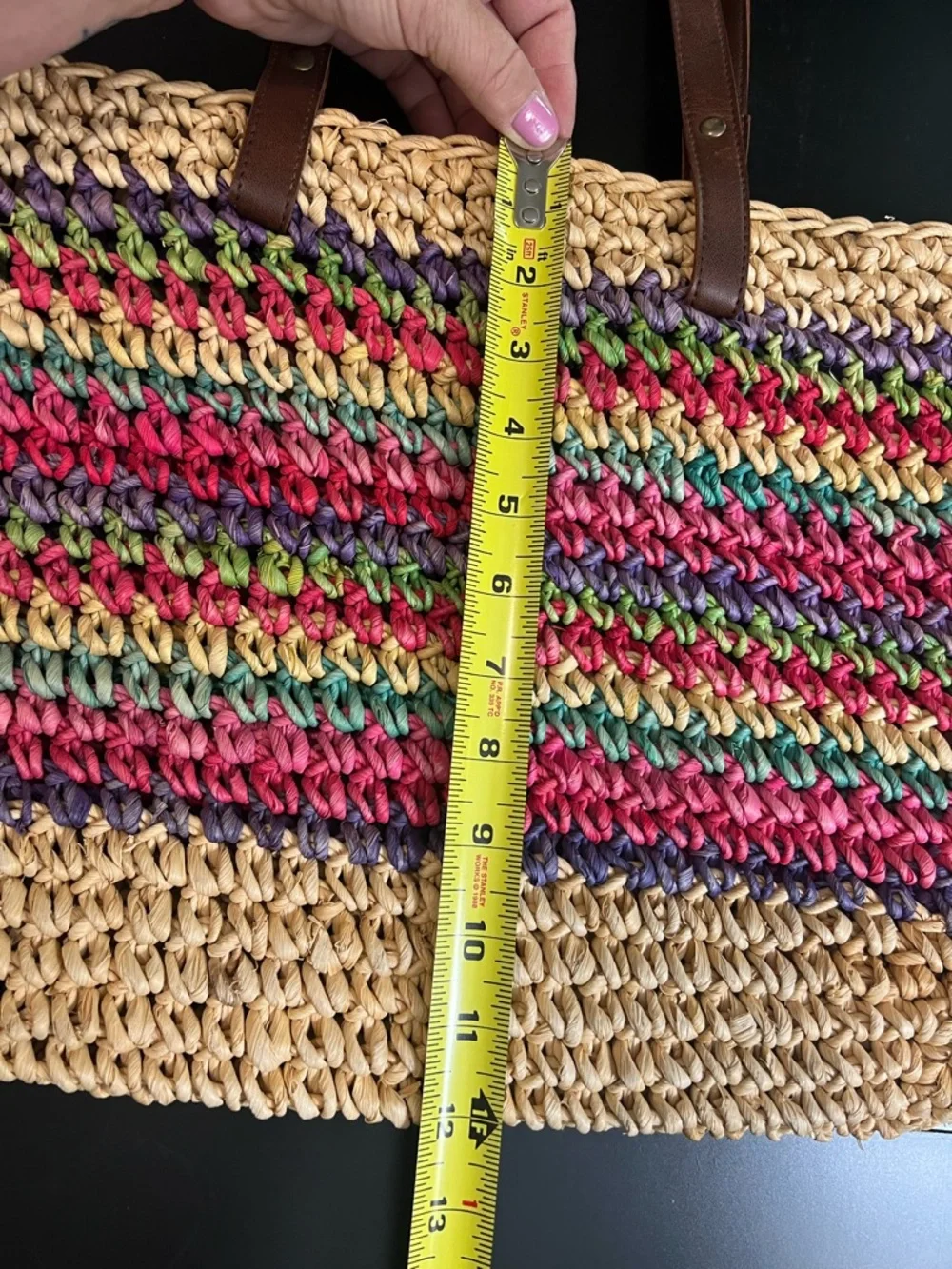Vintage Multicolor Rainbow Woven Tote‎ Bag